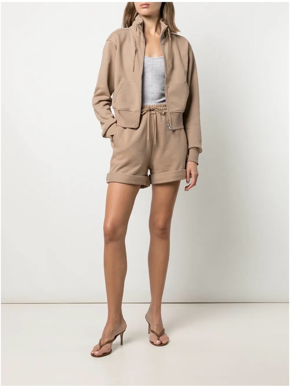 3.1 Phillip Lim Taupe Drawstring Roll-Hem Athletic Shorts